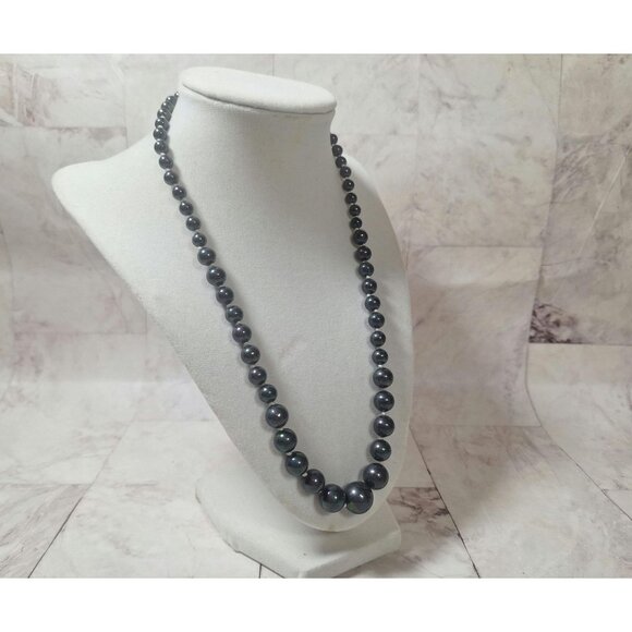 Black Pearl Necklace, Natural Fresh Water Pearl Bead Necklace, Genuine Classic - Picture 3 of 10